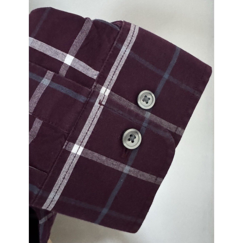 Banana Republic Shirt Mens Large Wine Plaid Soft Wash Slim Fit Button Down (B3 - Picture 3 of 4